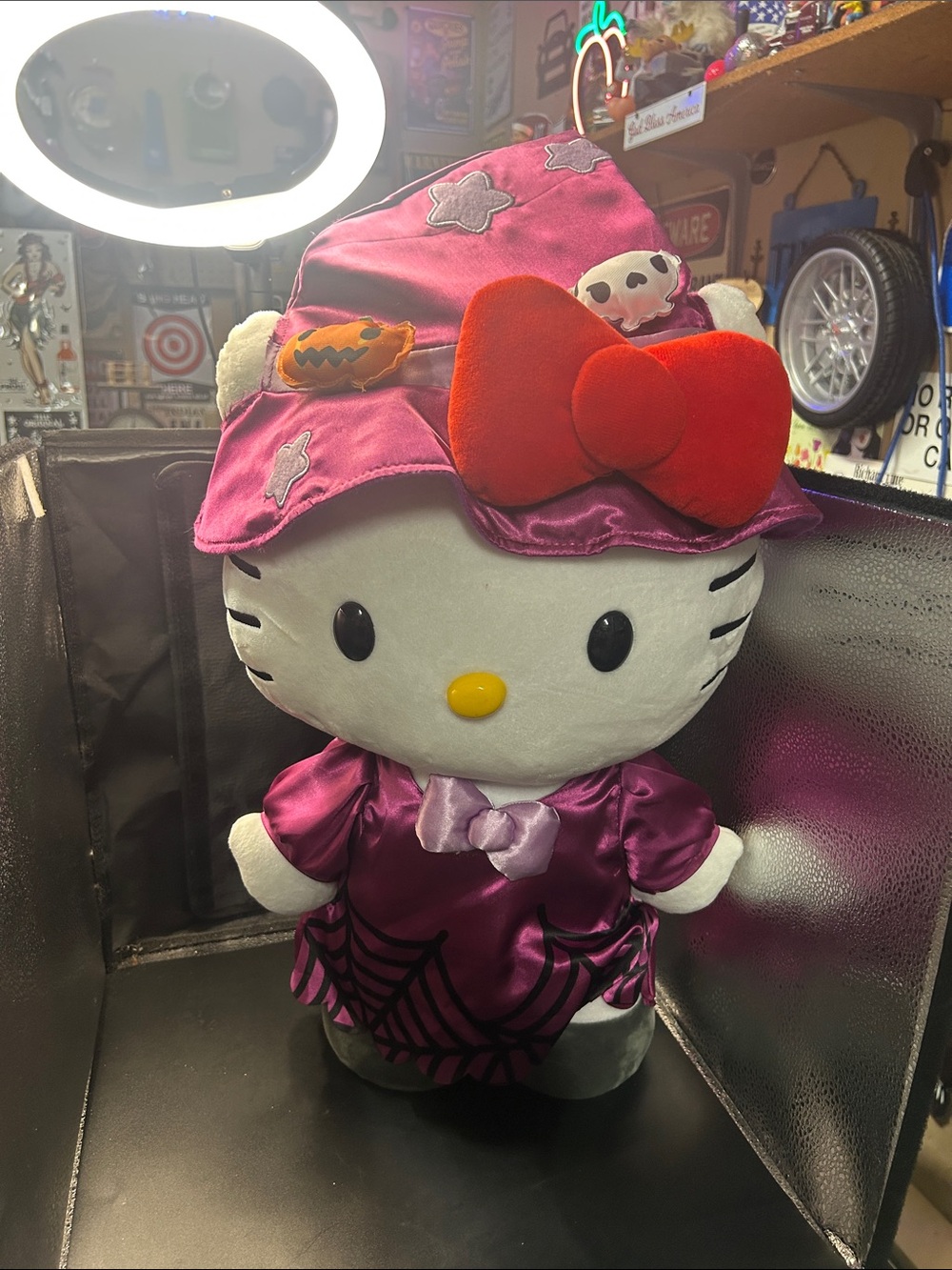 Hello Kitty Purple Satin Plush with Red Bow